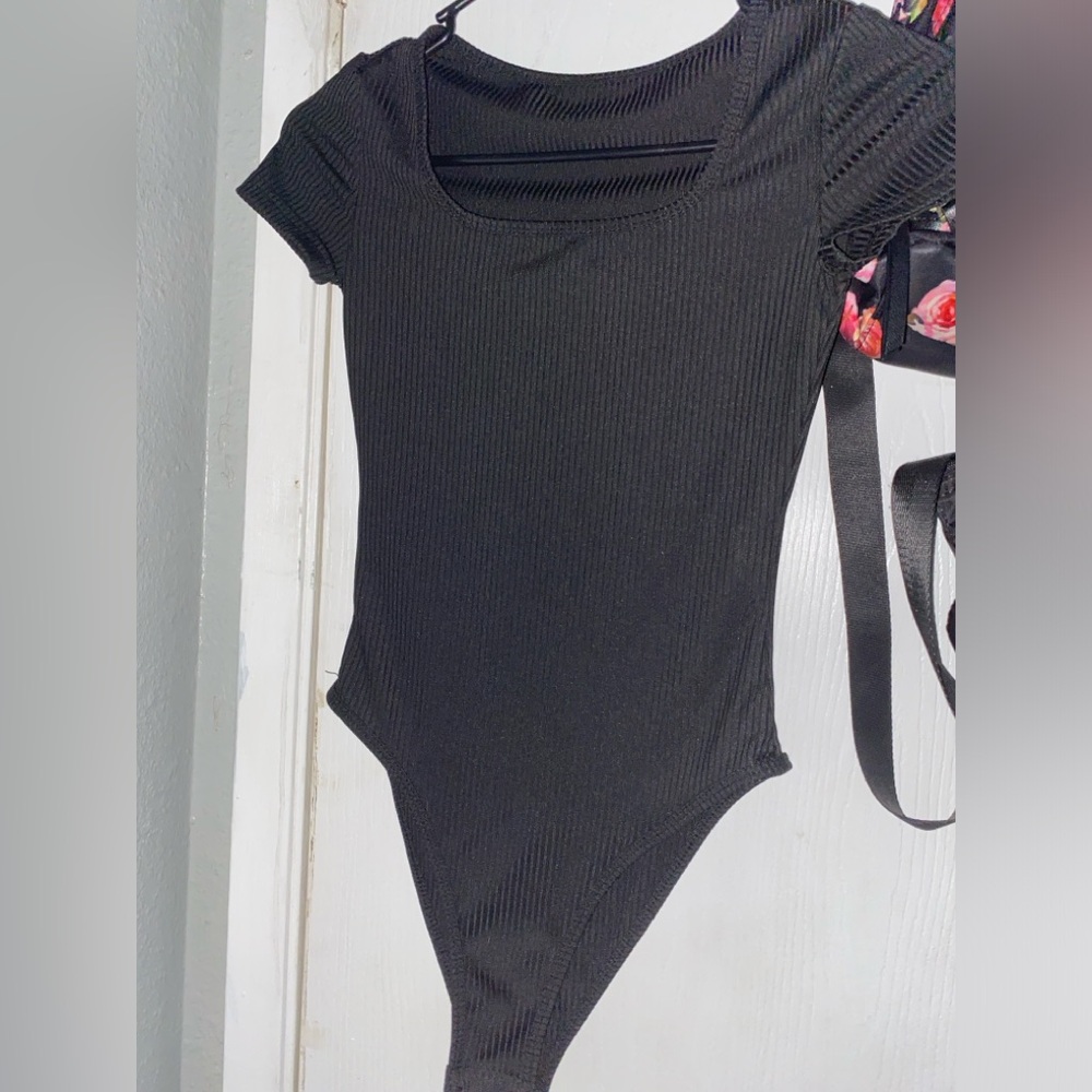 SHEIN PETITE Rib-Knit Scoop Neck Summer Women Bodysuit